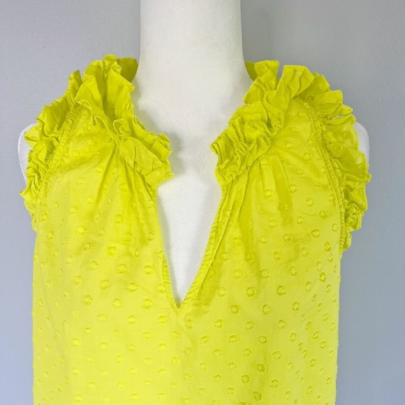 J. Crew Womens Parquet Swiss Dot Ruffle Neck Sleeveless Top Size Small 8 - Picture 5 of 7